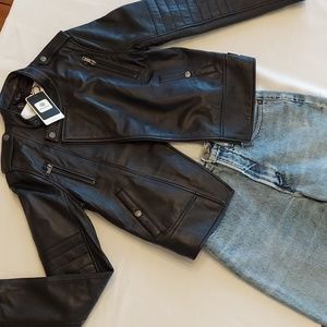 Bolvaint Adelais Black Lambskin Women's Moto Jacket